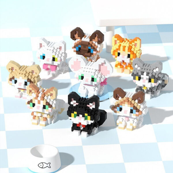 cute cat micro building block set